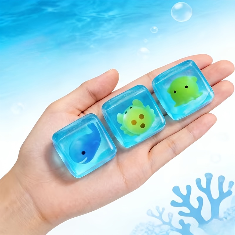 Ocean-themed Squishy Cube Toy, Portable Fidget